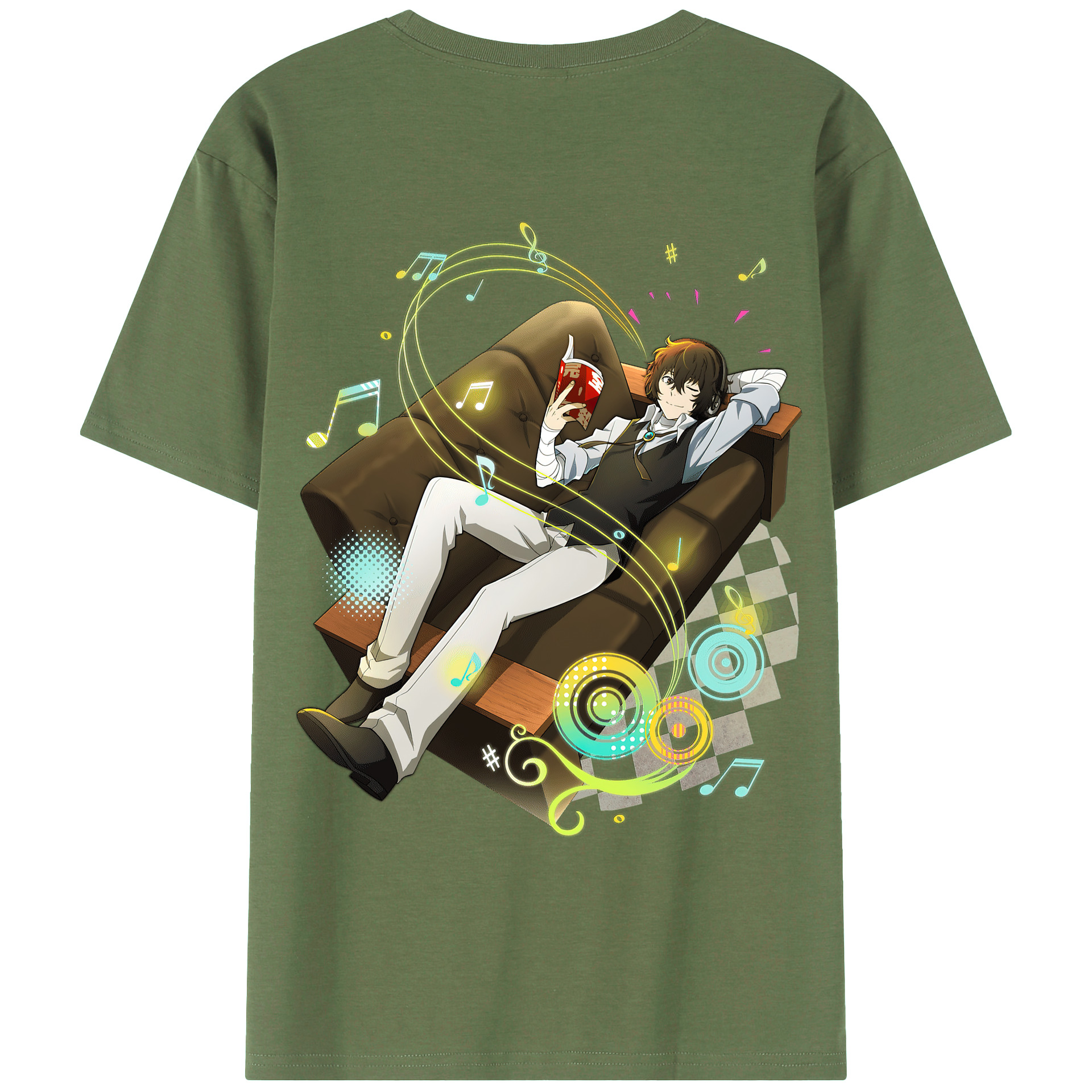 （画像用） 文豪ストレイドッグス Bungo Stray Dogs 綿100％ メンズ半袖Tシャツ（バックプリント） 通気性